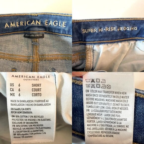 American Eagle Women's Super Hi-Rise Jegging Denim Jeans Size 6 Short Stretch - Picture 4 of 5
